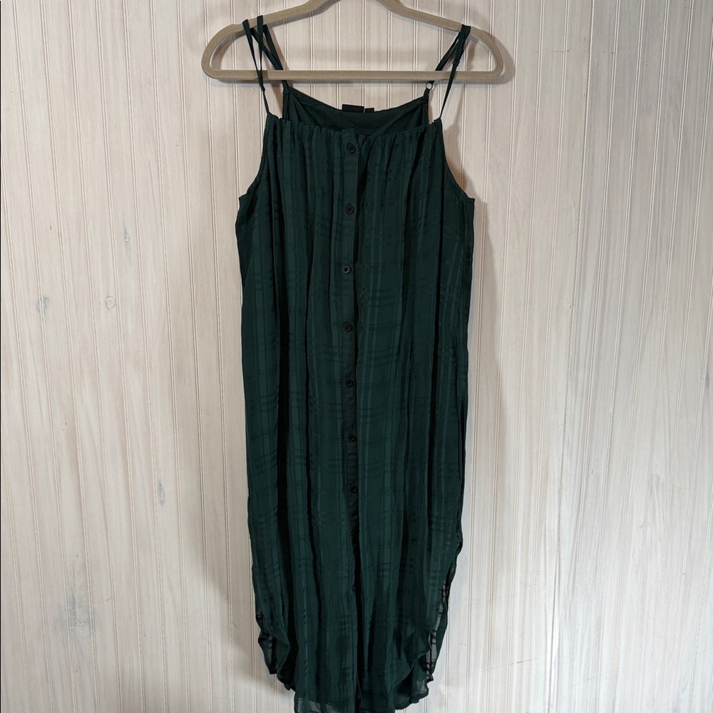 ONIA MIDI GREEN BUTTON DOWN PLAID DRESS SMALL